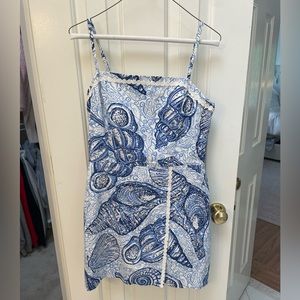 Lilly Pulitzer blue and white dress with built in shorts. Size 6. Worn Once